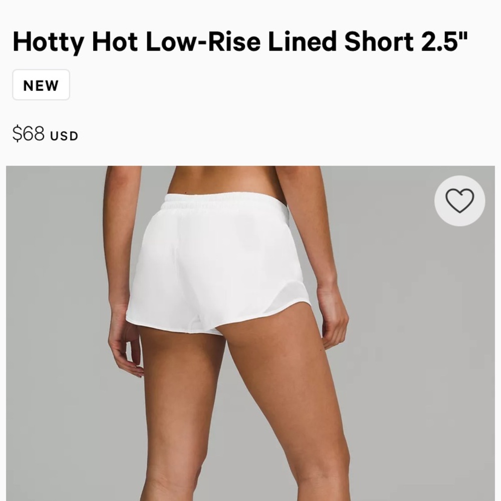 Hotty Hot Low-Rise Lined Short 2.5"  Lululemon size 4 NWT